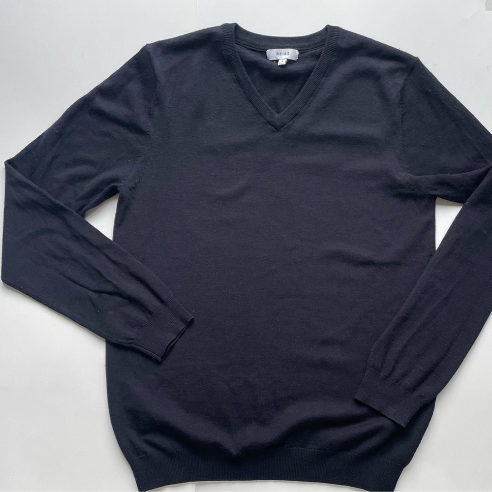 REISS Wool Sweater neck black dark navy small - Picture 4 of 5